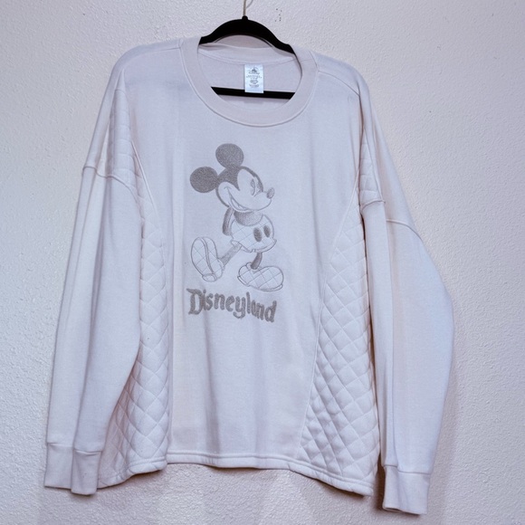 Disneyland Mickey Mouse Embroidered Quilted Pullover Cream Sweatshirt 3X NWT - Picture 1 of 6